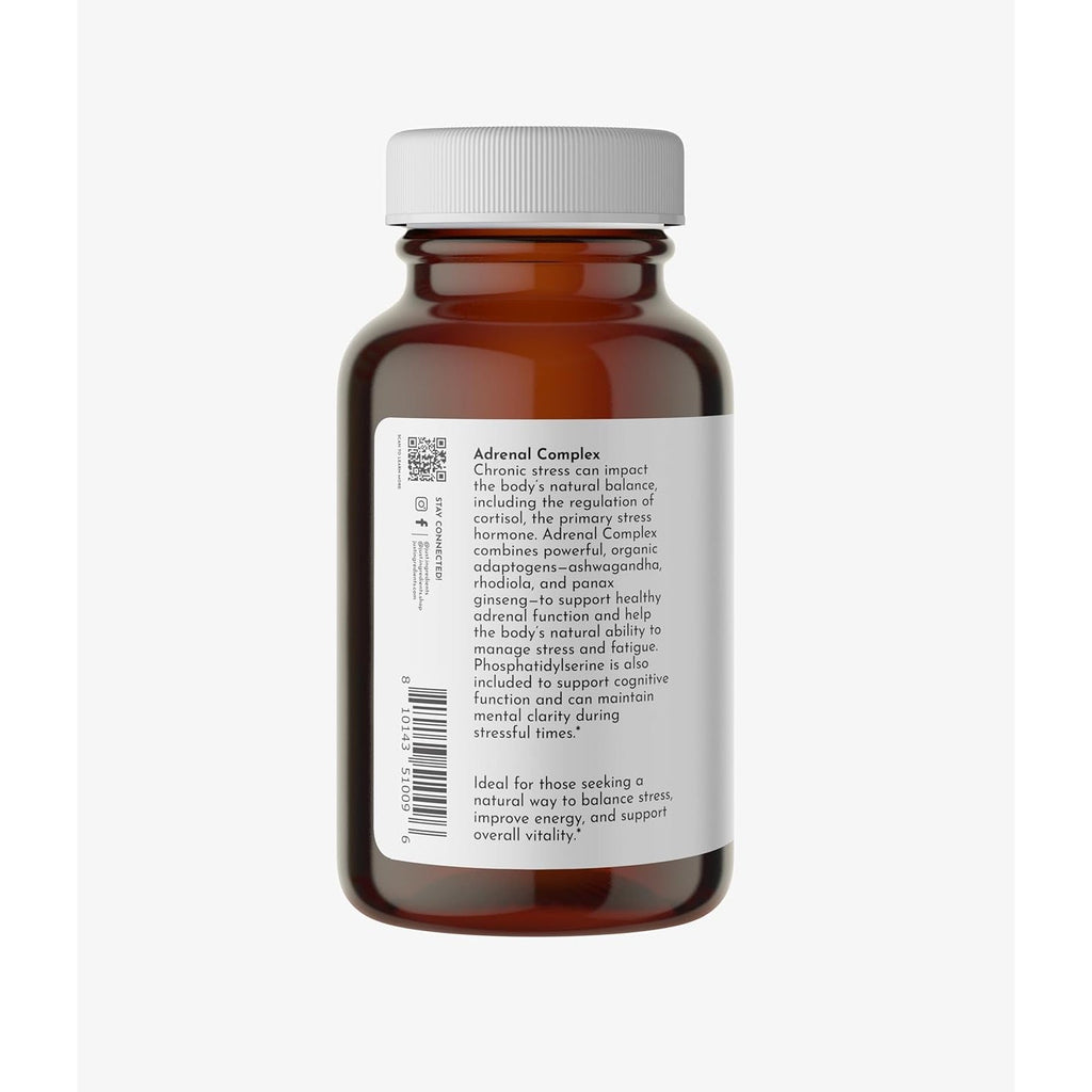 JUST INGREDIENTS Adrenal Support Complex with Ashwagandha, Rhodiola, and Panax Ginseng - Capsules