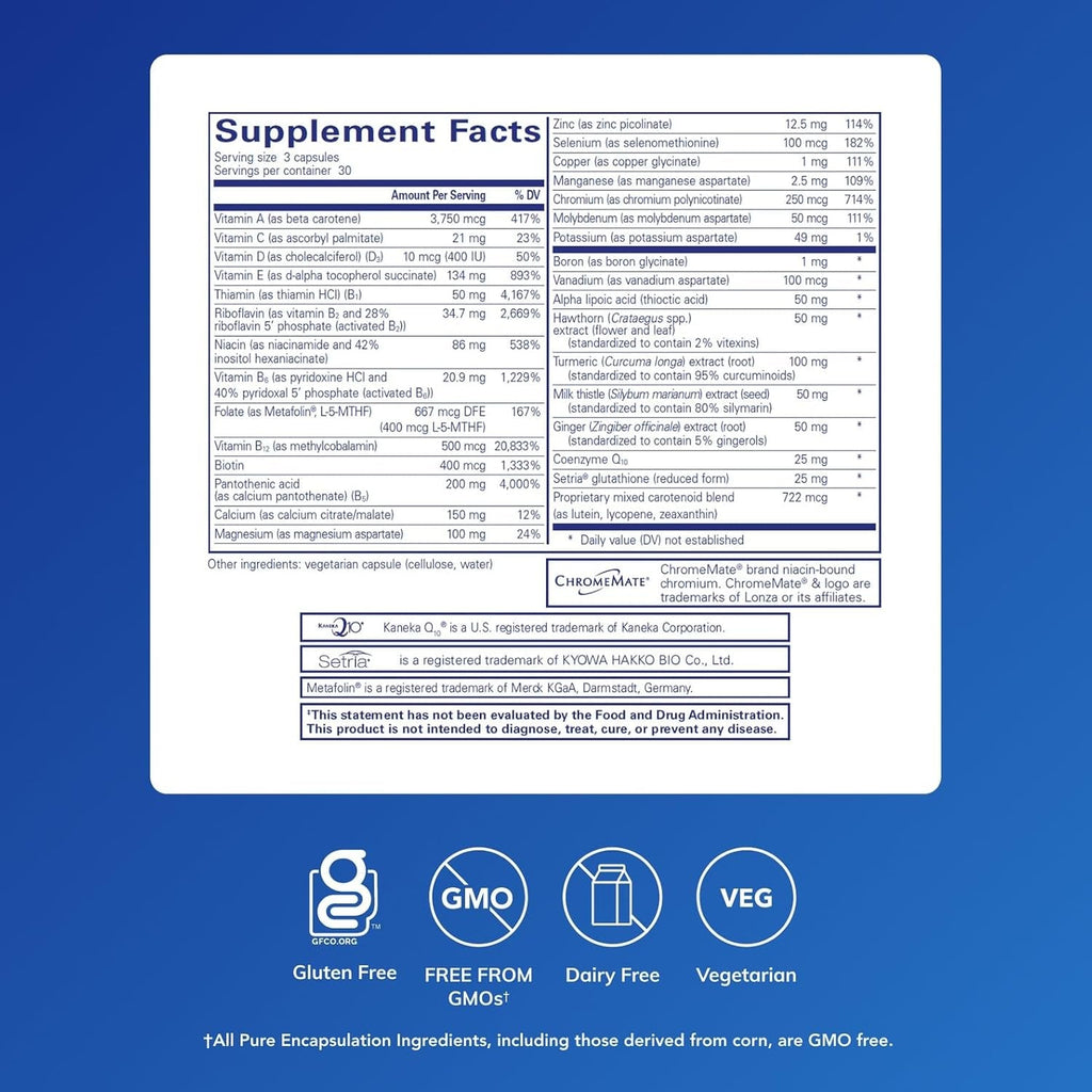 Pure Encapsulations Ultranutrient - Minerals & Multivitamins - Supports Liver & Heart Health* - Supplement for Antioxidants - with Vitamin C, Coq10 - Non-Gmo * Gluten-Free - 90 Capsules