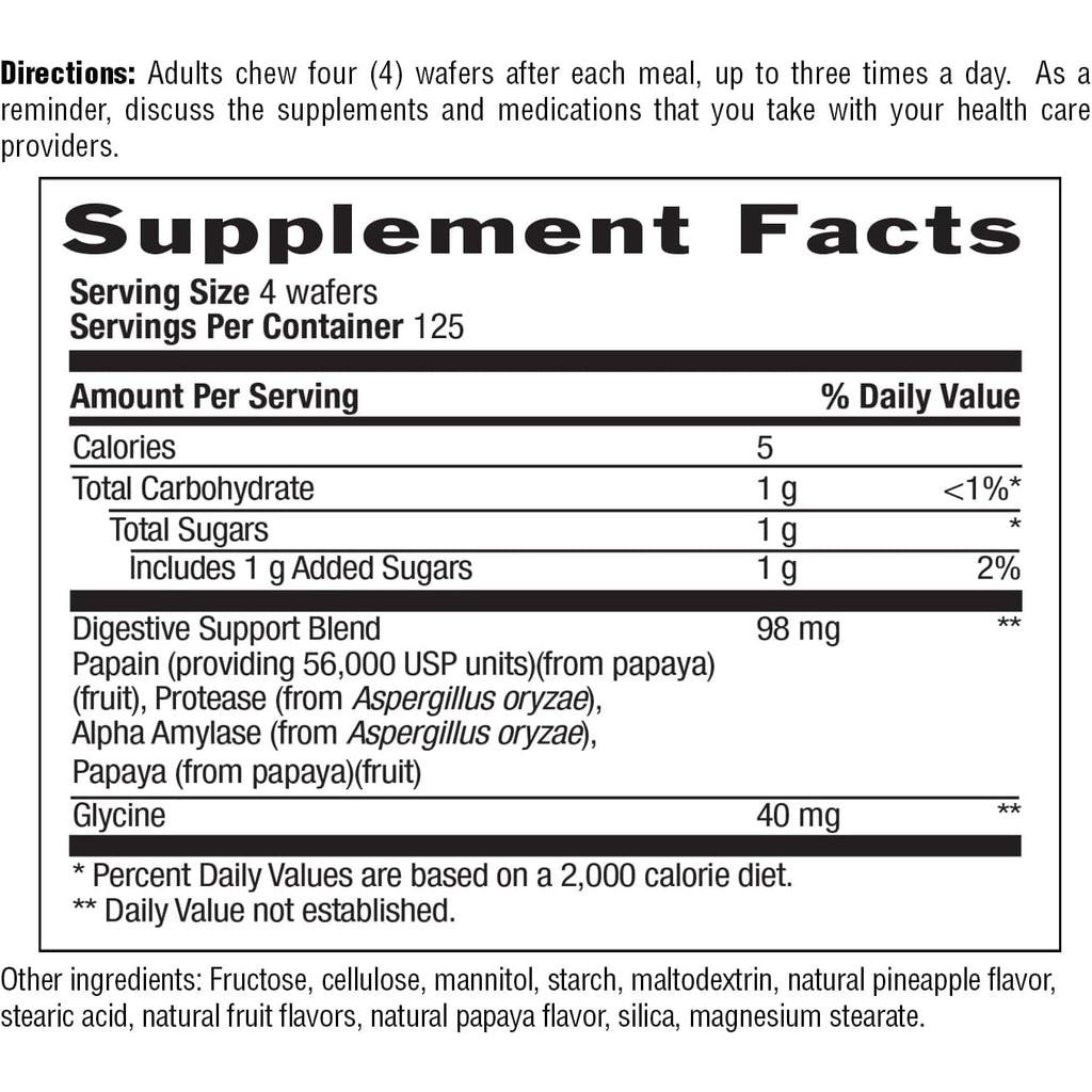 Country Life Chewable Papaya Enzymes for Digestion Support - Natural Pineapple & Papaya Flavor, Assists with Nutrient Absorption, Contains Papain & Protease - 200 and 500 Wafers Available