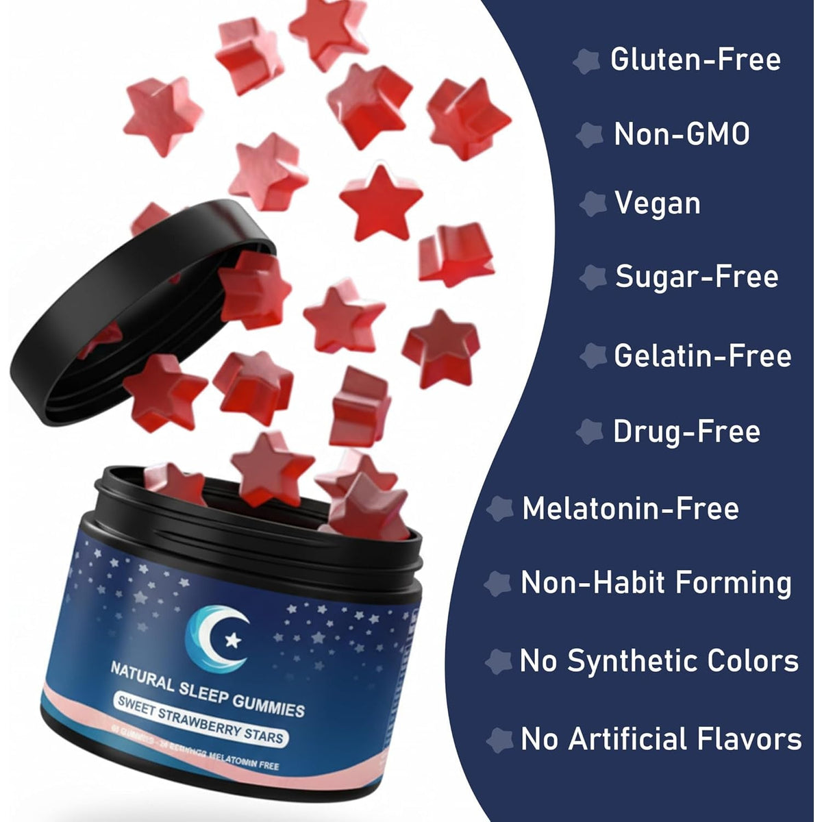 ZAYMAN Melatonin Free Sleep Gummies, Natural Sleep Aid Gummies with L-Theanine, Magnesium Glycinate, Valerian Root, Passionflower - Sugar Free, Strawberry Flavor, Vegan, 60 Count