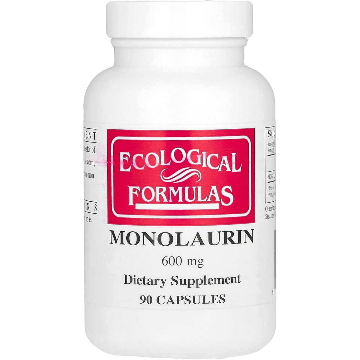 Ecological Formulas Monolaurin 600 Mg, Creamy White,Capsule, 90 Count (MONOL-600-90)