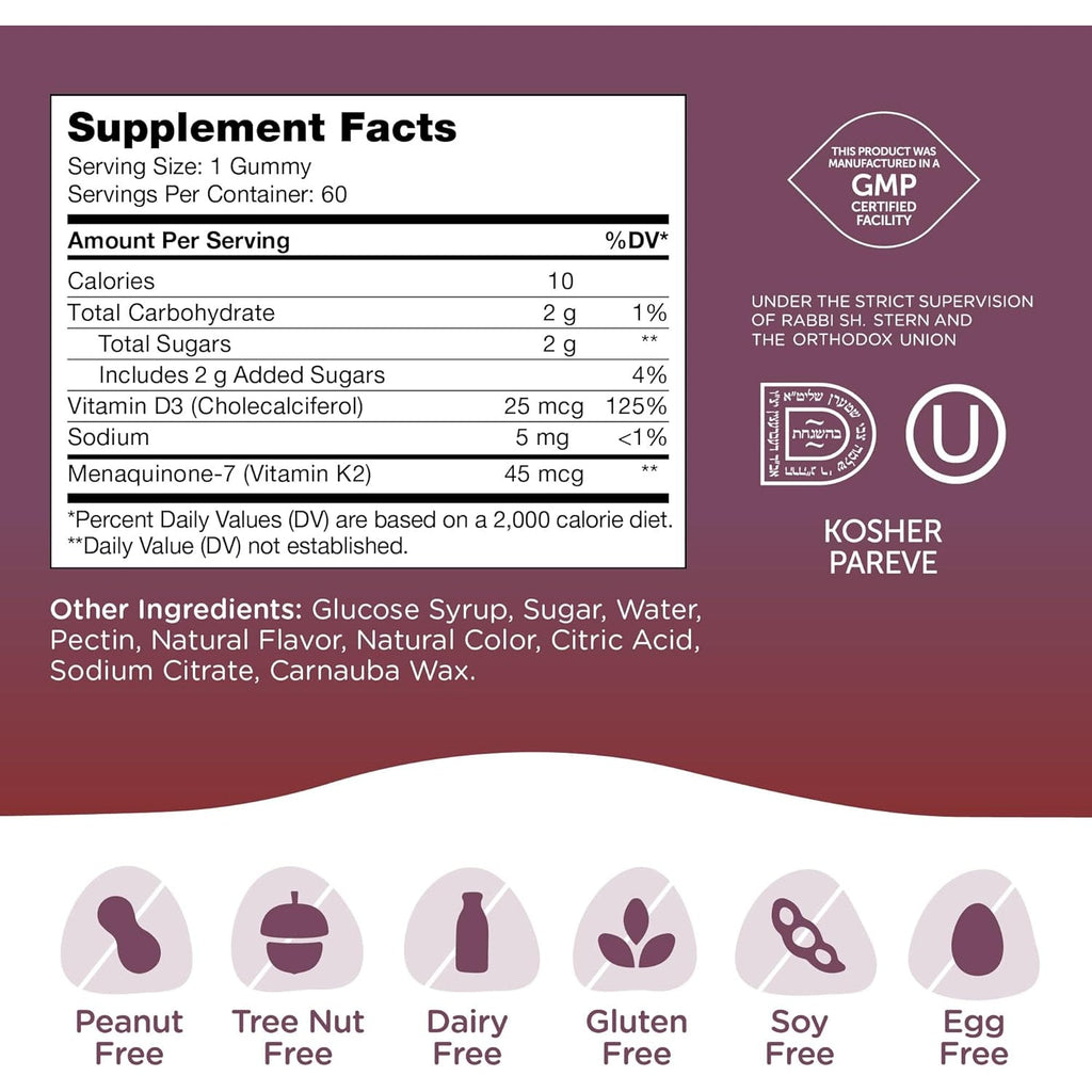 Zahler Chapter One Vitamin D3 & K2 Gummies - Immune & Bone Health Support Supplement - Cholecalciferol D3 & MK7 K2 - Bioavailable Vitamin D - Kosher, Gluten-Free & Non-Gmo - 60 Gummies