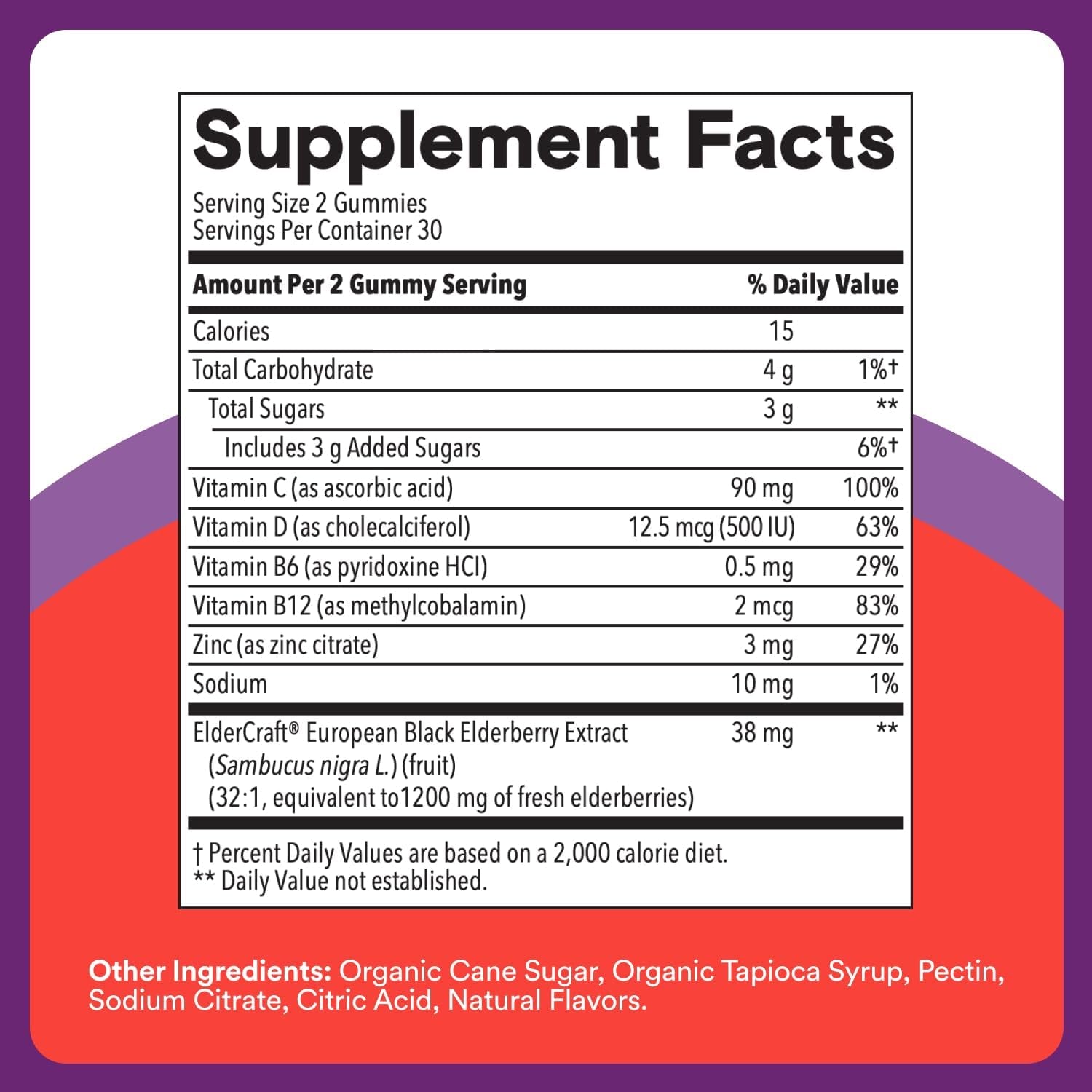 Smartypants Kids Immunity Elderberry Gummies: Kids Immune Support Supplement, Vitamin C, Vitamin D, Vitamins B6 & B12 and Zinc, Gluten Free, Elderberry Flavor, 60 Count (30 Day Supply)