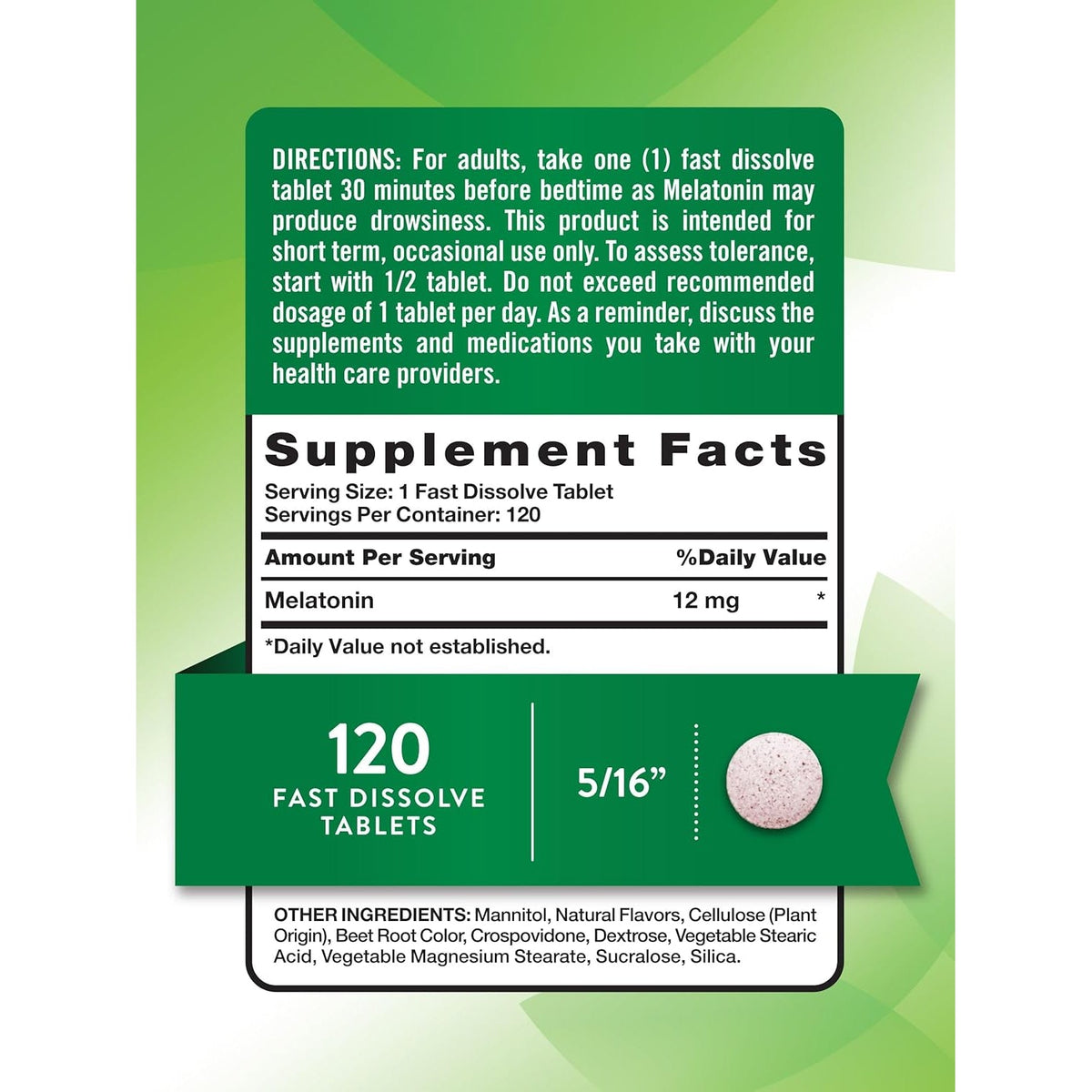 Nature'S Truth Melatonin Tablets | 12Mg | 120 Count | Natural Berry Flavor | Fast Dissolve | Vegan, Non-Gmo & Gluten Free Supplement