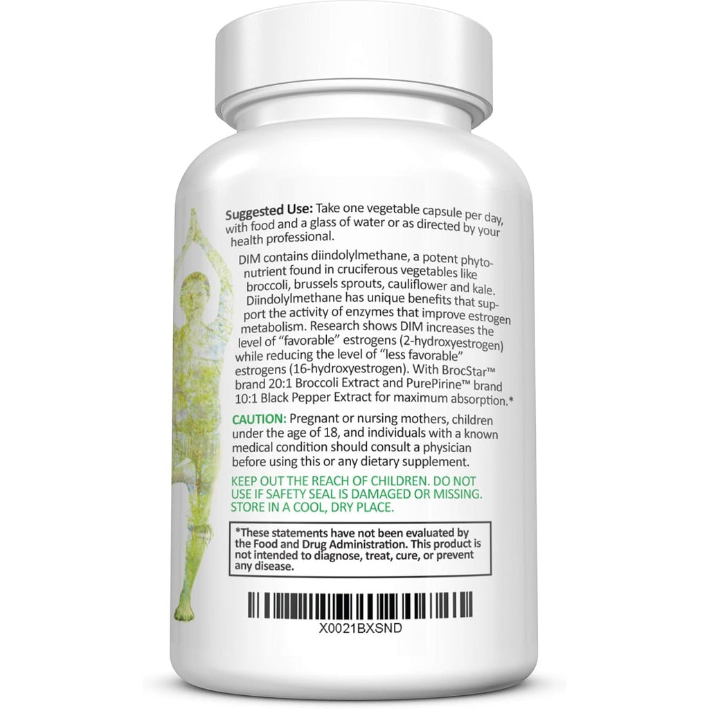 DIM Supplement, 300 Mg Diindolylmethane plus Broccoli Seeds Extract Pills, Vegan Non-Gmo, 60 Capsules | Made in the USA