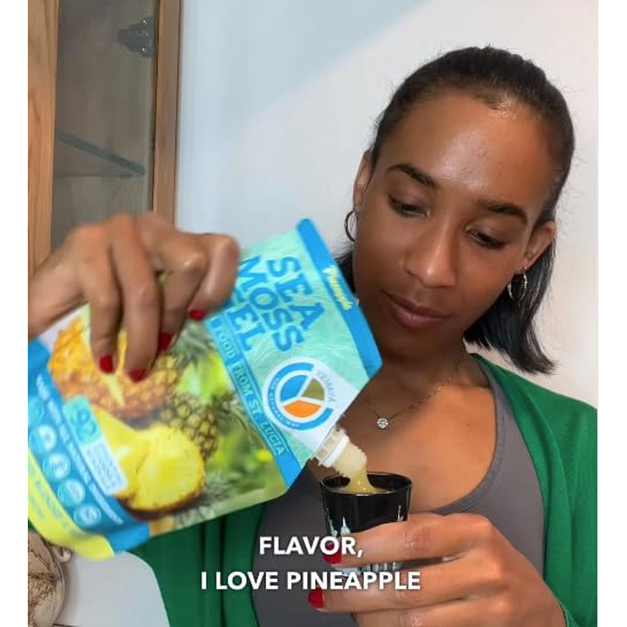 Yemayá Sea Moss Gel with Pineapple Flavor | Wildcrafted Sea Moss from St. Lucia | Vegan, Non-Gmo, Gluten Free | 16 Oz