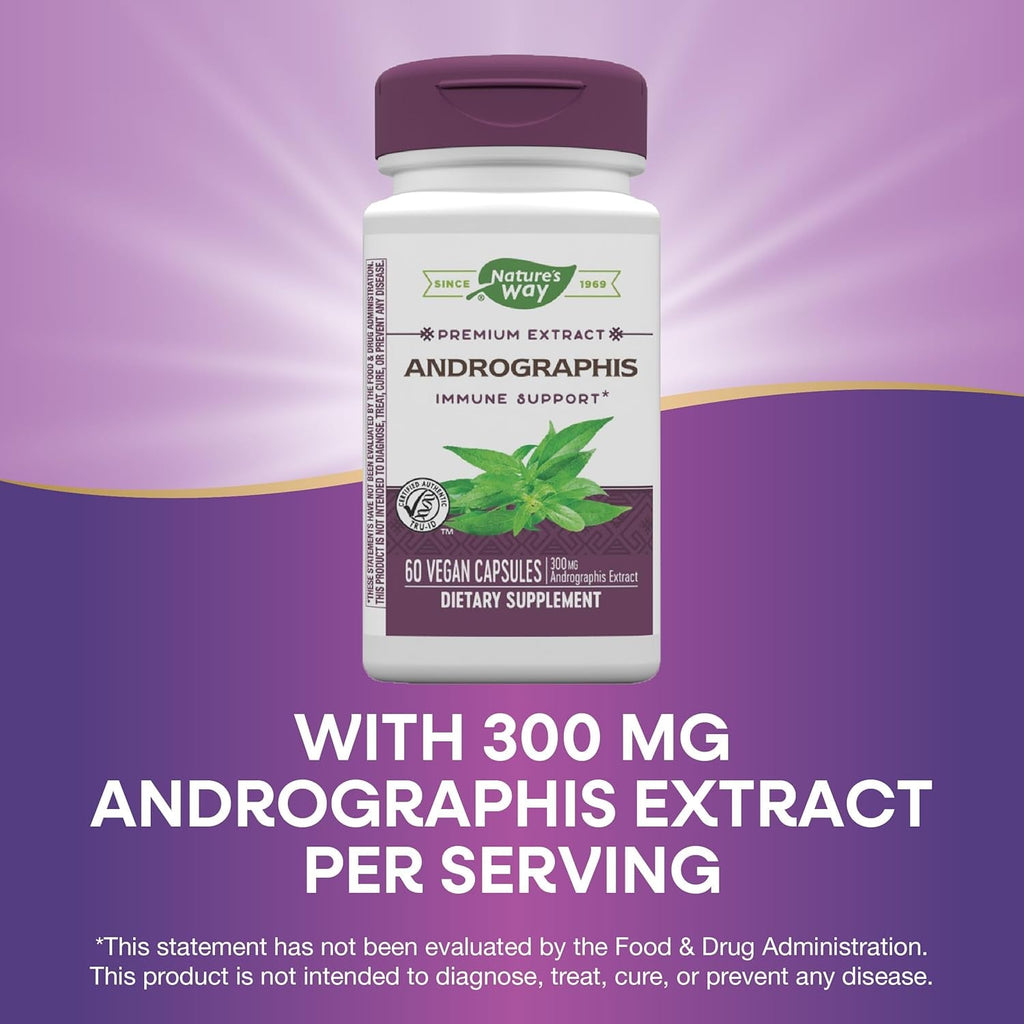 Nature'S Way Premium Extract Andrographis, Immune Support*, 300 Mg Andrographis Extract per Serving, 60 Vegan Capsules