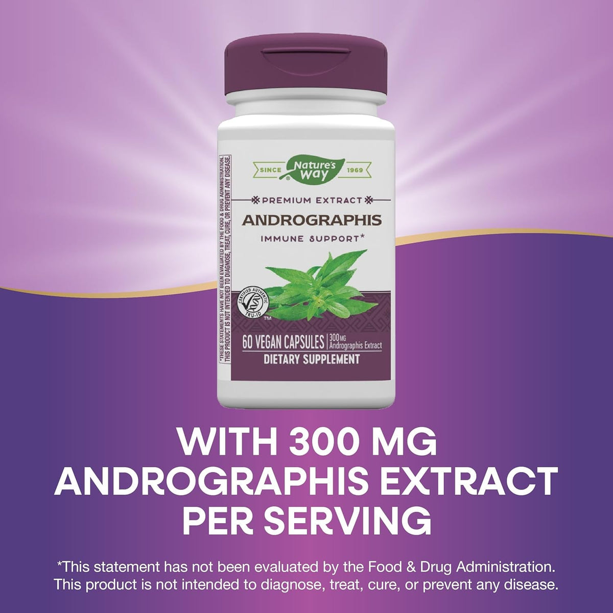 Nature'S Way Premium Extract Andrographis, Immune Support*, 300 Mg Andrographis Extract per Serving, 60 Vegan Capsules