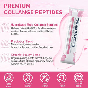 NATURE TARGET Multi Collagen Peptides Powder - Type I, II, III, V, X - Enhanced Absorption, Hydrolyzed Collagen Peptides with Prebiotics, Sugar-Free, Skin Hair Nail & Joint Support, Non-Gmo