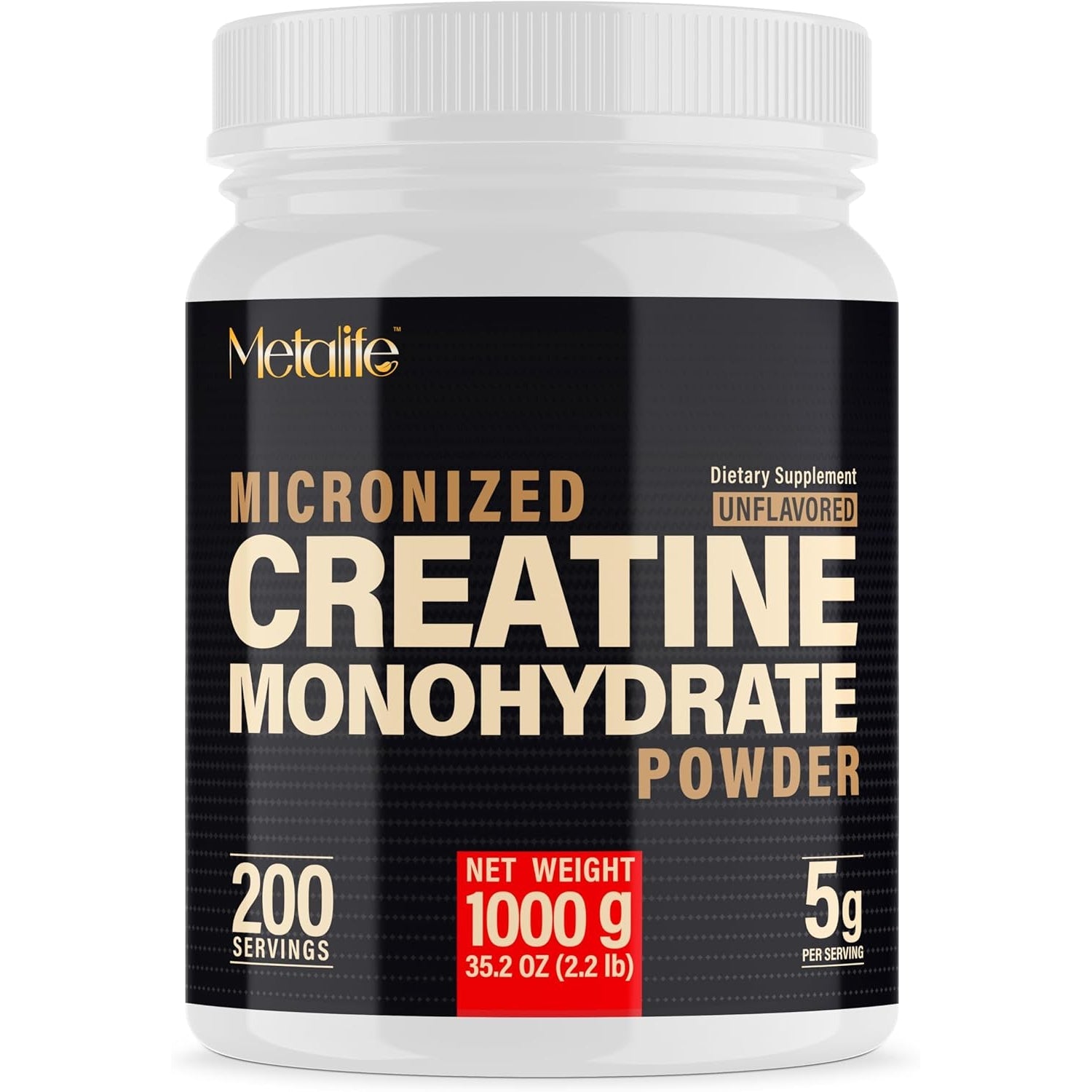 100% Pure Creatine Monohydrate Powder 200 Servings, Micronized Powder, Muscle Growth, Unflavored, Ideal for Athletes & Fitness Enthusiasts, Third Party Lab Tested, Vegan, 1000 G
