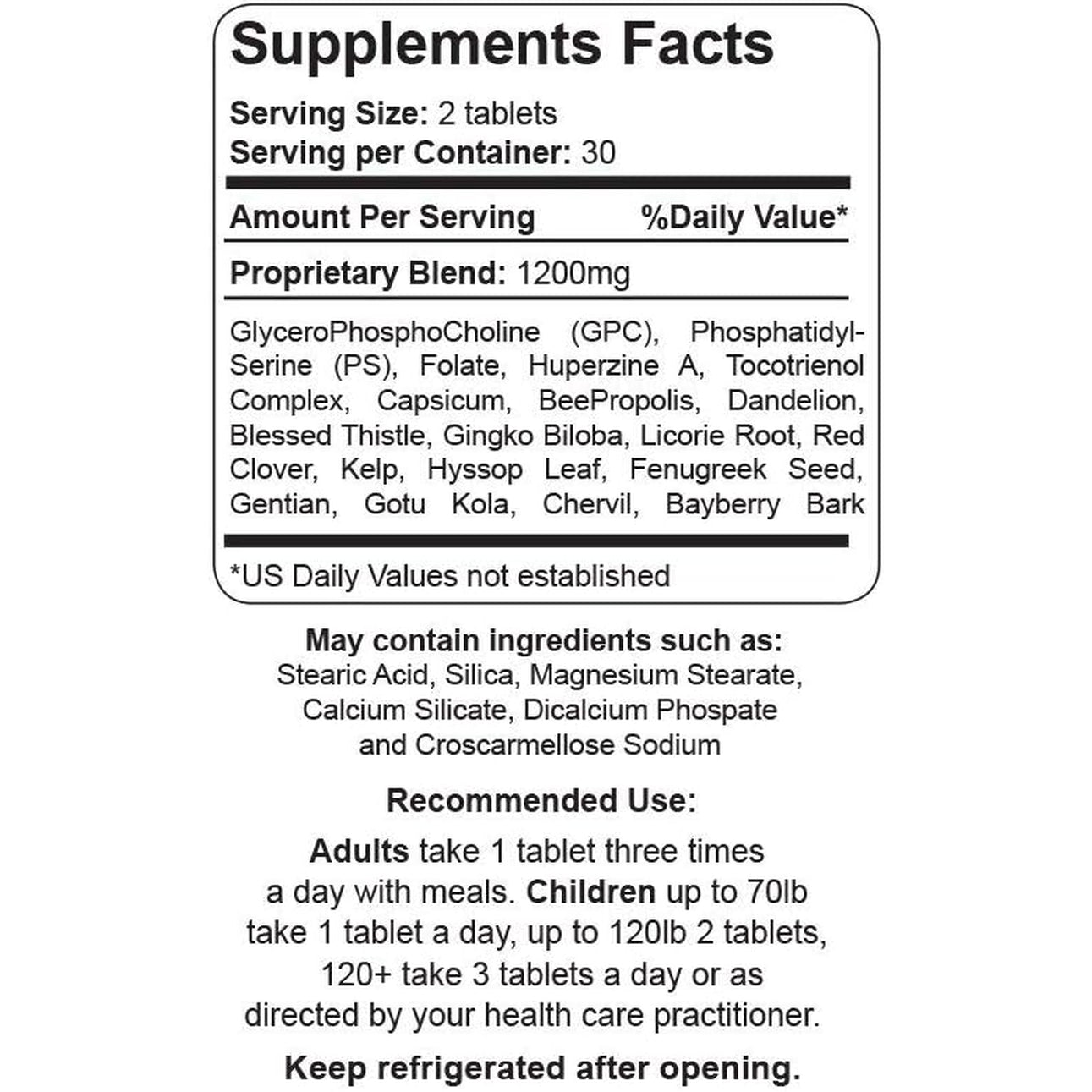 Neuro Care Nootropic Brain Health Supplement, Highly Concentrated Memory Booster Enhanced Mental Focus, Cognition, Memory, Concentration and Clarity, 100% Natural Dietary Supplement - 60 Tablets