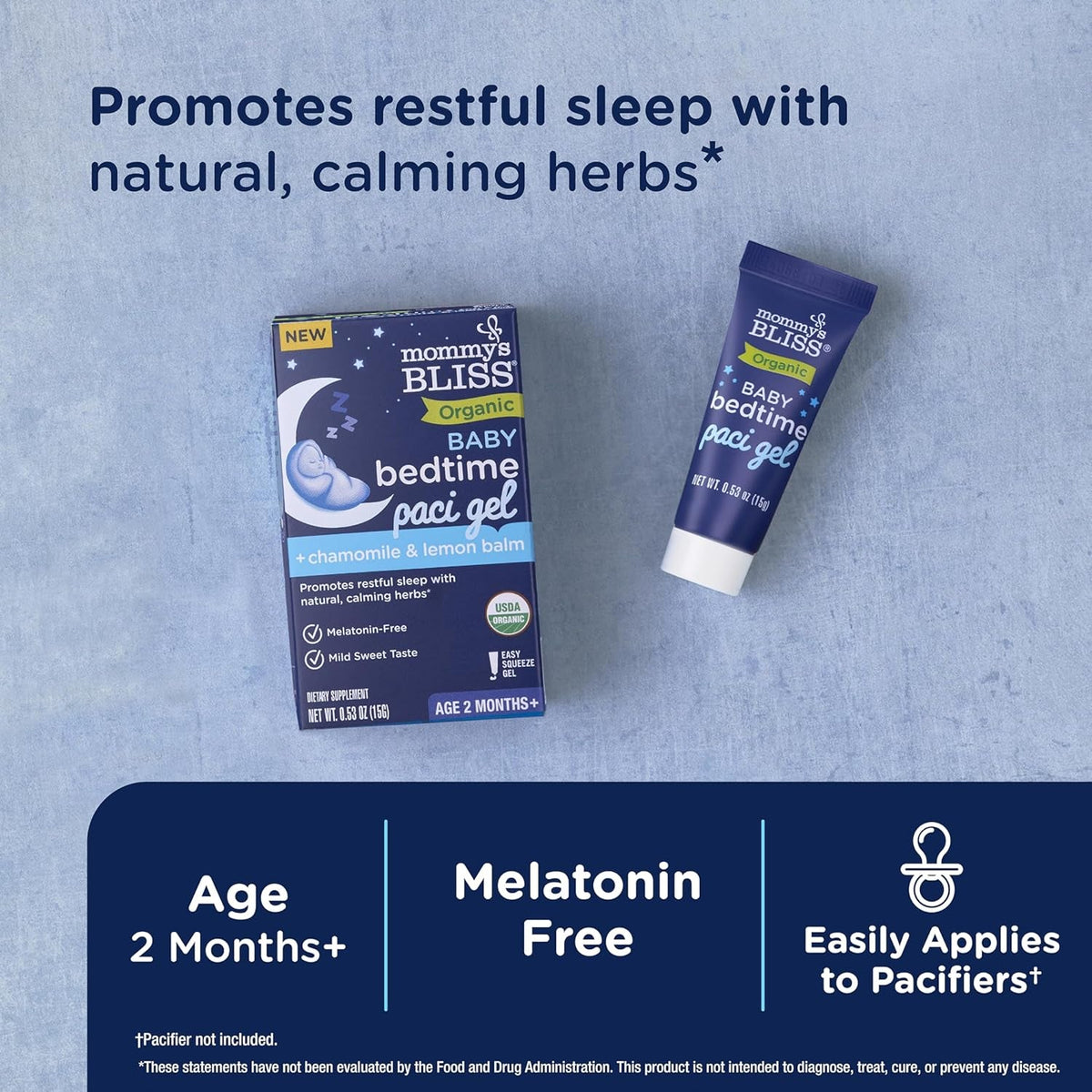 Mommy'S Bliss Organic Baby Bedtime Paci Gel, Promotes Restful Sleep*, Melatonin Free, Age 2 Months+, 0.53 Fl Oz