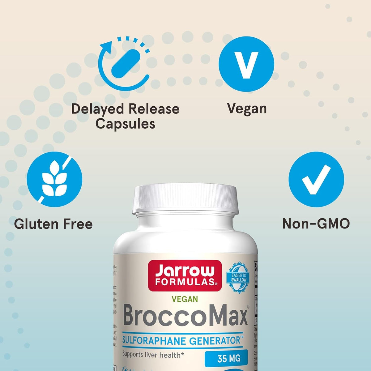 Jarrow Formulas Broccomax Sulforaphane Generator 35 Mg, Sulforaphane Glucosinolate & Myrosinase, Broccoli Seed Supplement for Liverhealth Support, 120 Delayed Release Veggie Capsules, 60 Day Supply