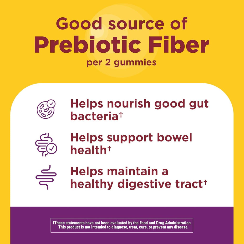 Nature Made Probiotic + Prebiotic Fiber Gummies for Daily Gut Health, Fiber Supplement with Probiotics for Digestive Health Support, 50 Gummies, 25 Day Supply