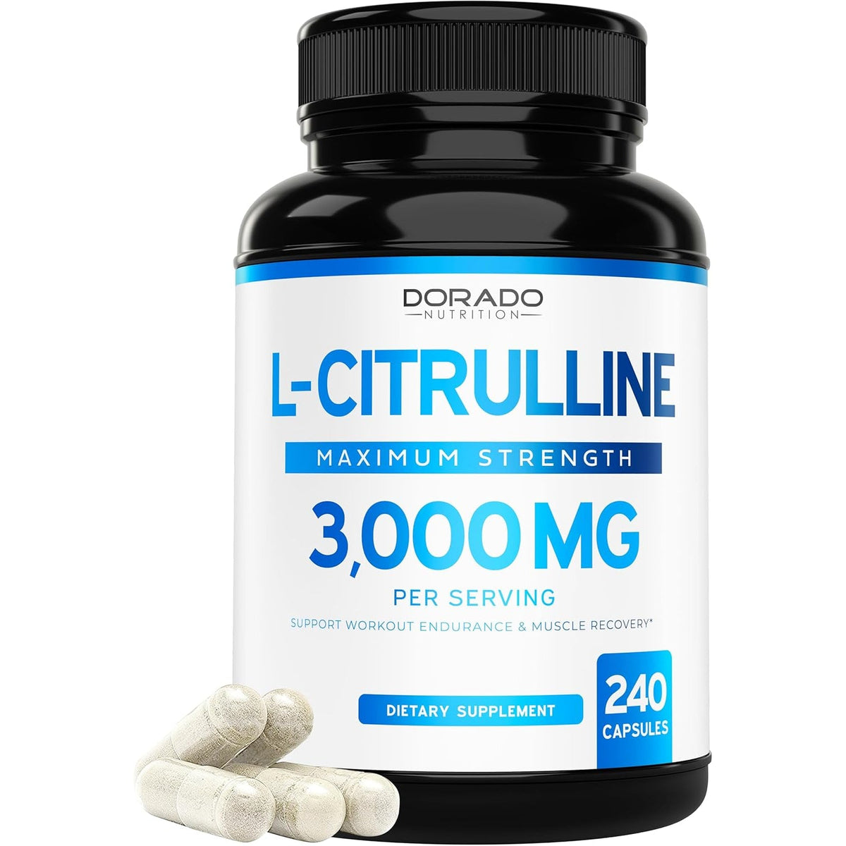 L Citrulline 3000Mg Supplement (240 Capsules) Support L Arginine & Nitric Oxide Pills - L-Citrulline for Men & Women - Muscle Recovery & Pump Supplement - 3Rd Party Tested, Vegan, Non-Gmo - USA Made