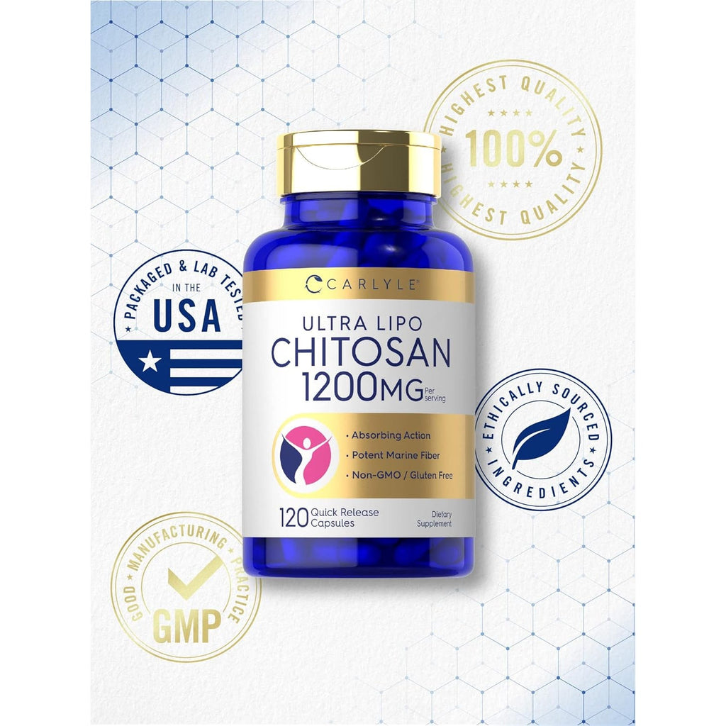 Carlyle Chitosan Supplement 1200Mg | 120 Quick Release Capsules | Non-Gmo, Gluten Free | Ultra Lipo