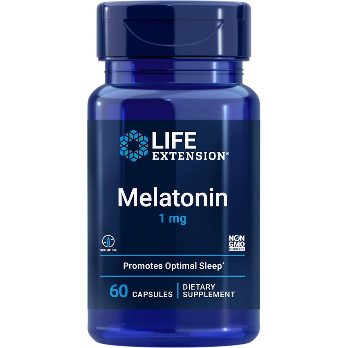 Life Extension Melatonin 1 Mg - for Restful Night, Hormone Balance, and Immune Health - Immediate Release - Gluten-Free, Non-Gmo - 60 Capsules