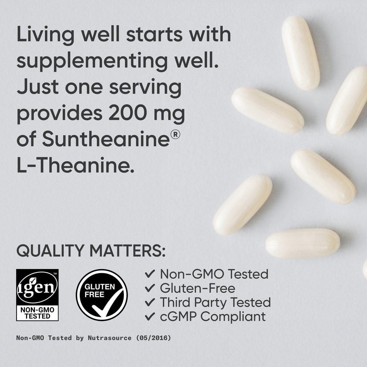 Sports Research Double Strength L-Theanine Supplement - Suntheanine Softgels for Focus, Relaxation & Alertness - Non-Drowsy Support Made with Coconut Oil, Non-Gmo & Gluten Free - 200Mg, 60 Count