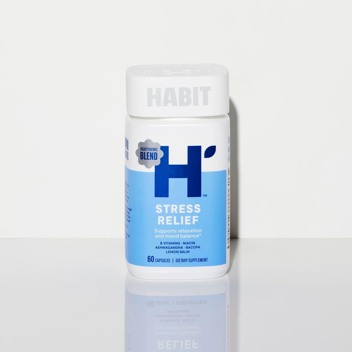 Habit Stress Relief Supplement (60 Capsules) - New Look, Supports Relaxation & Mood Balance, Vitamin B, Adaptogens, Lemon Balm, Calming, Vegan, Non-Gmo (1 Pack)