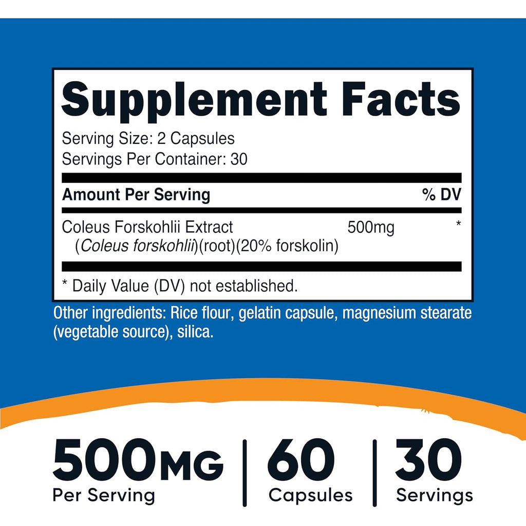 Nutricost Coleus Forskohlii 500Mg, 60 Capsules - Maximum Strength Formula