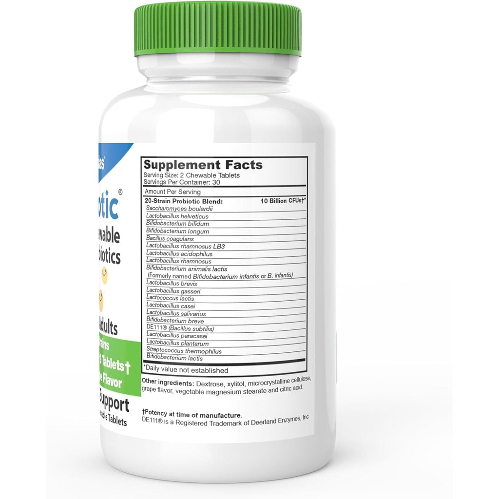 Drformulas Chewable Probiotics for Kids & Adults | for Oral Dental Health, Bad Breath, & Better Digestion 20 Multi Strain - S Boulardii, Lactobacillus Plantarum and Bifidobacterium Infantis, 60 Chews
