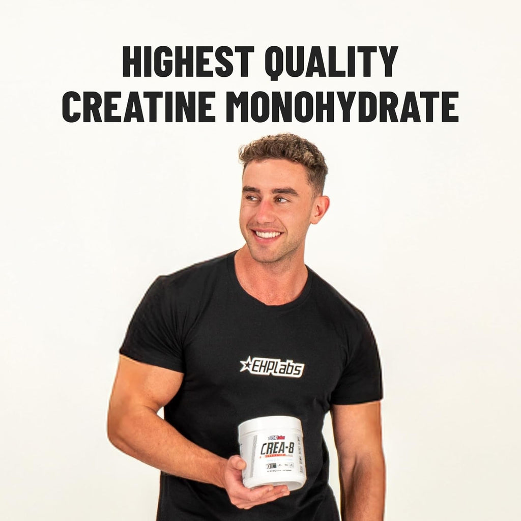 EHP Labs CREA-8 Micronized Creatine Monohydrate Powder - Unflavored Creatine Powder for Muscle Growth, Increased Strength, Enhanced Energy Output and Improved Performance - 100 Servings (500G)