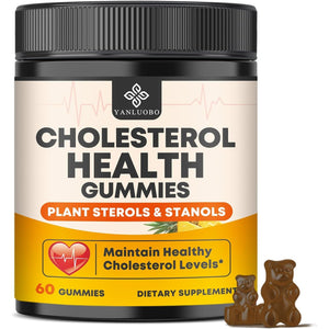 Cholesterol Supplements with 1200Mg Plant Sterols & Stanols, Guggul, Bergamot, Red Yeast Rice, Cholesterol Complex Gummies Support Healthy Cholesterol Levels, Pineapple Flavor, 60 Counts