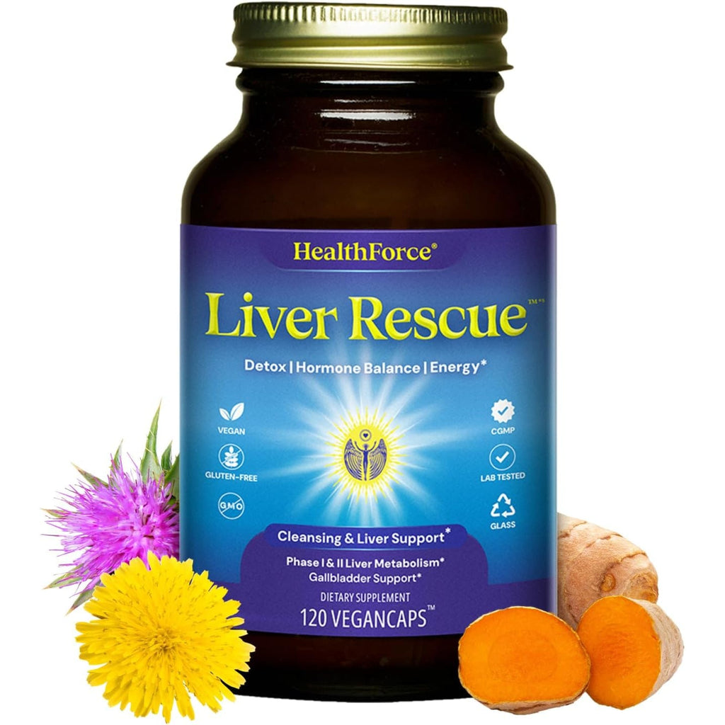 Healthforce Superfoods Liver Rescue - Natural Liver Cleanse - with Milk Thistle & Dandelion Root - Gluten-Free & Vegan - 120 Capsules