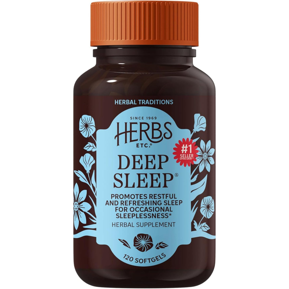 Herbs Etc. Deep Sleep Softgels - Holistic Rest Supplement for Restful Sleep - Chamomile, Lemon Balm Extract & Passionflower - Melatonin-Free, Gluten-Free - 120 Count (120 Servings)