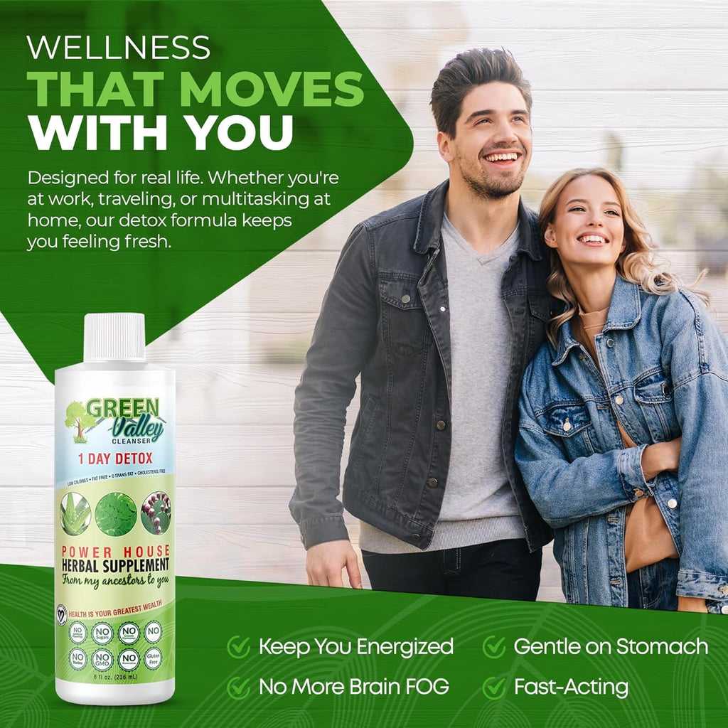 Green Valley Cleanser – Natural Herbal Colon Cleanse Detox Supplement | Supports Digestion, Bloating Relief & Regularity | 8 Oz Liquid