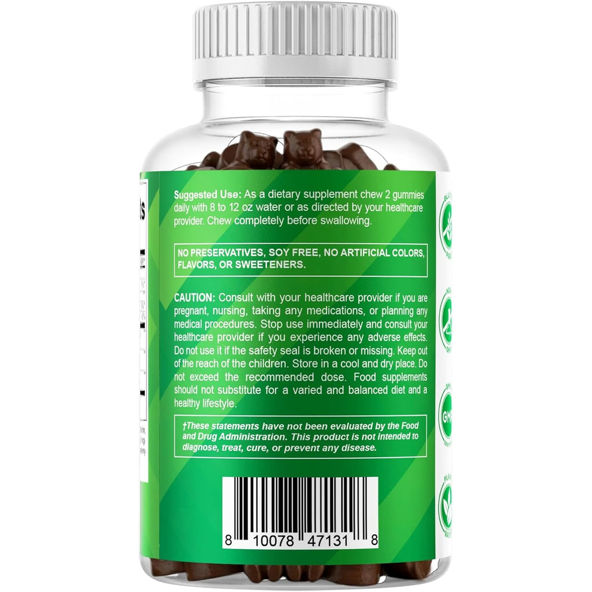 Vitamatic Irish Sea Moss Gummies with Bladderwrack & Burdock Root – Botanical Extract Supplement – Vegan, Non-Gmo – 60 Count