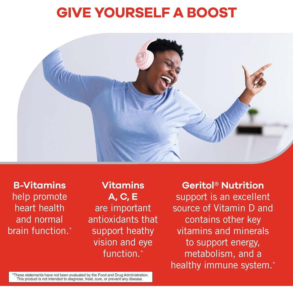 Geritol Multivitamin Supplement, Contains B-Vitamins, Antioxidants, Vitamins C, E & D and Iron, 27 Essential Vitamins and Minerals, Gluten-Free, Non-Gmo, No Artificial Sweeteners, 40 Tablets