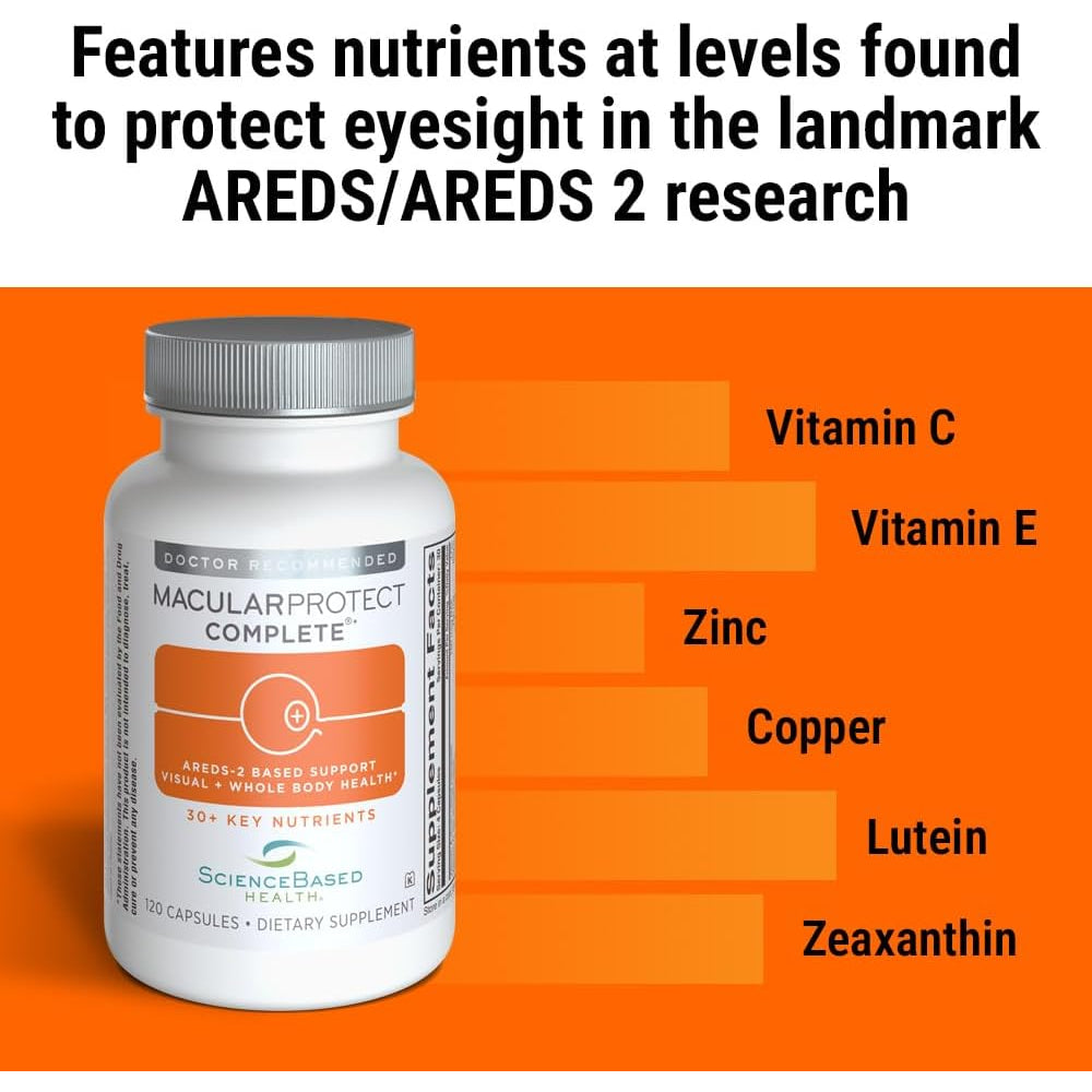 Sciencebased Health Macularprotect Complete – AREDS 2 Eye Health Supplement & Daily Multivitamin – 30+ Nutrients with Lutein & Zeaxanthin – Supports Vision & Whole Body Health – 120 Capsules