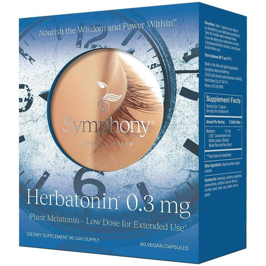 Herbatonin® 0.3 Mg – the First Plant-Based, Natural Vegan Melatonin Supplement (Phyto-Melatonin) - Low Dose Sleep Aid, Supports Circadian Rhythm & Cellular Health – 90 Capsules (90 Day Supply)
