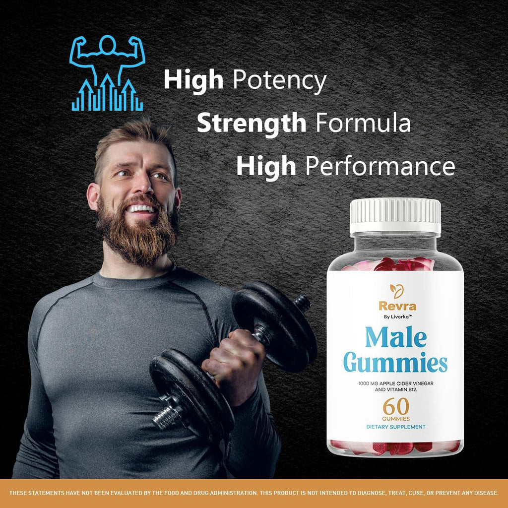 Revra Gummies - Official Revra Gummys for Men Premium Natural Ingredients - Maximum Strength, Supplement Daily Energy Advanced Formula for Overall Health & Wellness, 60 Gummies for 1 Month