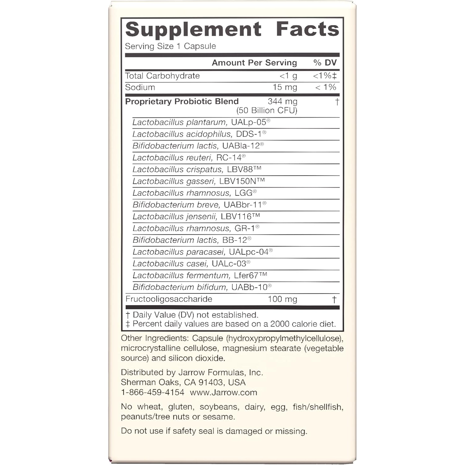 Jarrow Formulas Fem-Dophilus Vaginal & Digestive Probiotic 50 Billion CFU, 9 Clinically-Studied Strains, for Vaginal Flora & Yeast Balance, Urinary Tract, Digestive, & Immune Support, 30 Capsules