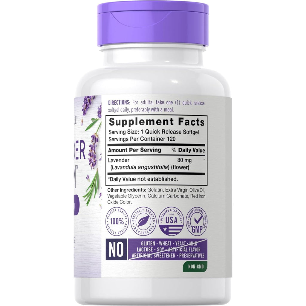Carlyle Lavender Pills | 80 Mg | 120 Softgel Capsules | Calm & Non-Drowsy Formula | Non-Gmo & Gluten Free Supplement