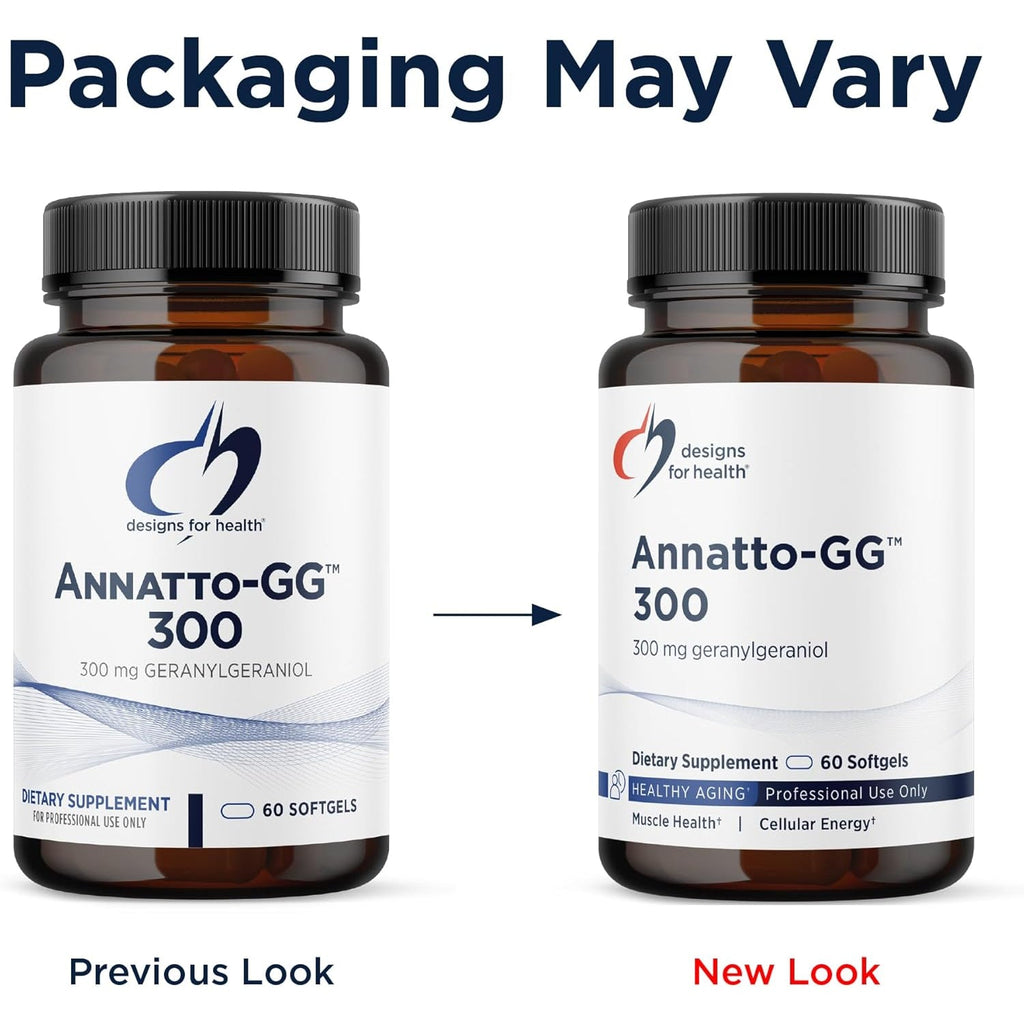 Designs for Health Annatto-Gg 300 - Geranylgeraniol GG Supplement from Annatto Seeds - Supports Healthy Aging, Bone Health, Muscle Health, Cellular Energy & Production of Coenzyme Q10 (60 Softgels)
