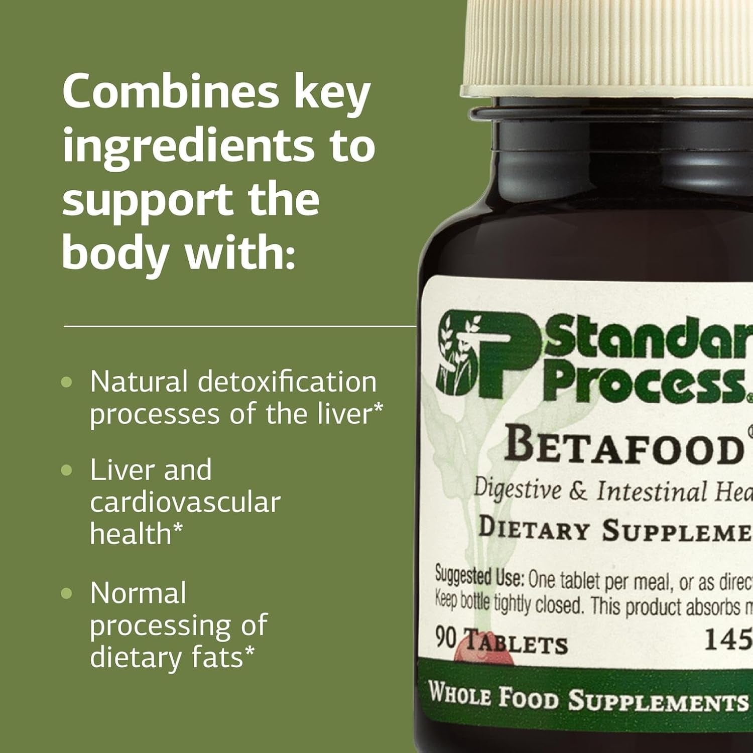 Standard Process Betafood - Supports Digestion & Intestinal Function with Beets - Aids a Healthy Heart & Liver Health - Gluten-Free, Non-Dairy & Non-Soy - 90 Tablets (90 Servings)