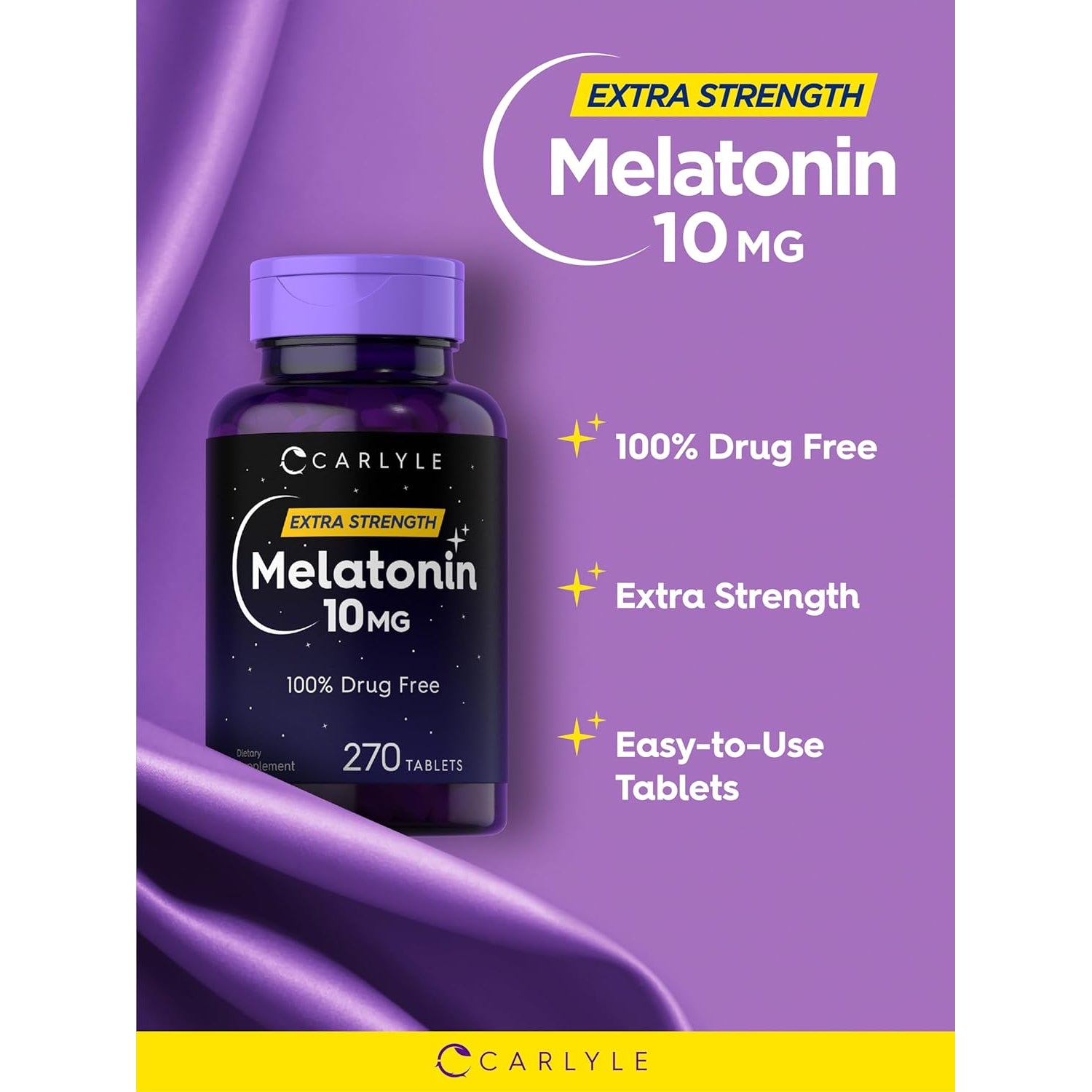 Carlyle Melatonin 10Mg | 270 Tablets | with L-Theanine | Vegetarian, Non-Gmo, Gluten Free Supplement