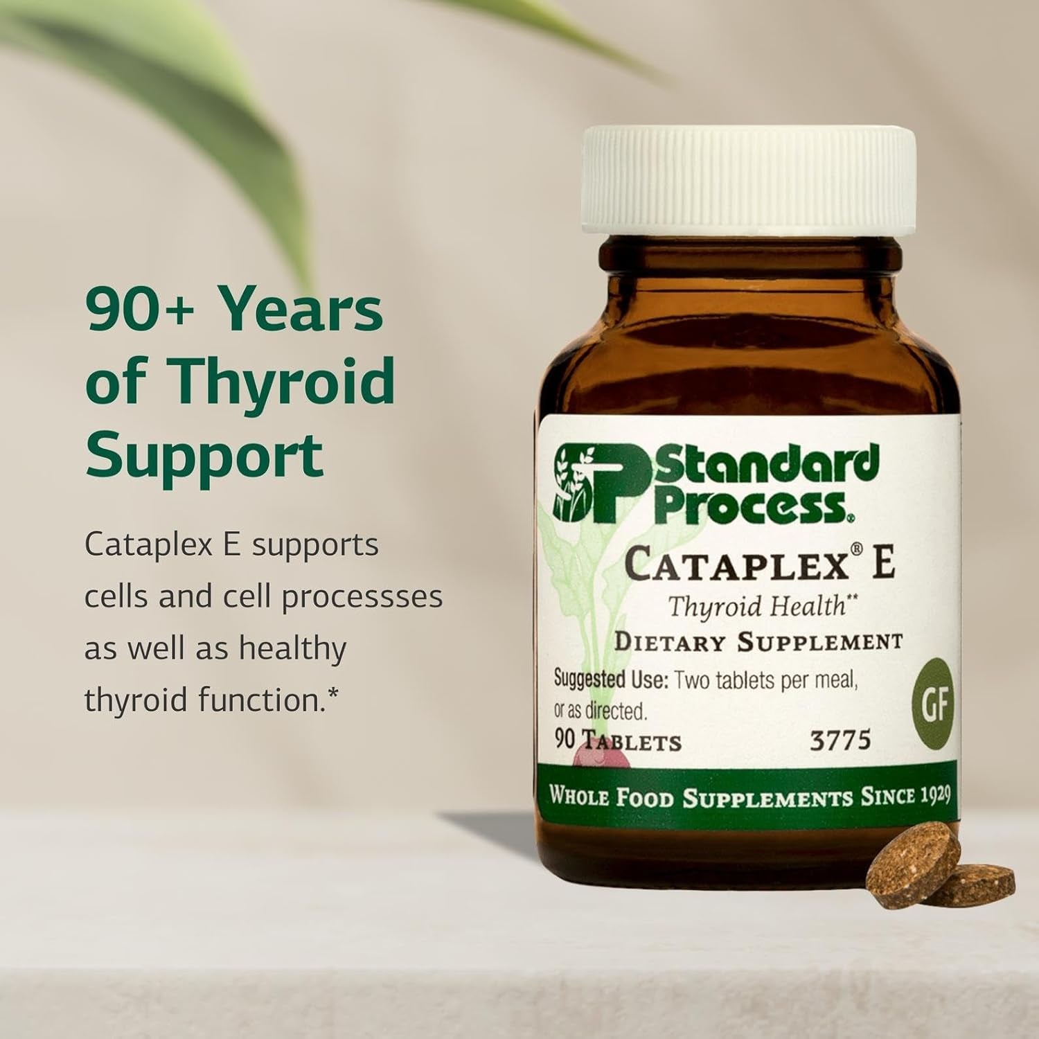 Standard Process Cataplex E - Thyroid Health Support with Antioxidant Vitamin E & Selenium - Endocrine Gland Health Support - Gluten-Free, Non-Dairy & Non-Soy - 90 Tablets (45 Servings)