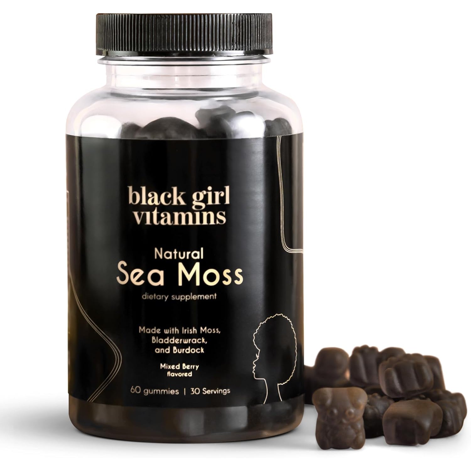 Black Girl Vitamins - Irish Sea Moss Gummies - Seamoss + Bladderwrack & Burdock - 92 Minerals for Thyroid, Metabolism, and Immunity - Vegan, Gluten-Free, Halal (Mixed Berry, 30 Day Supply)