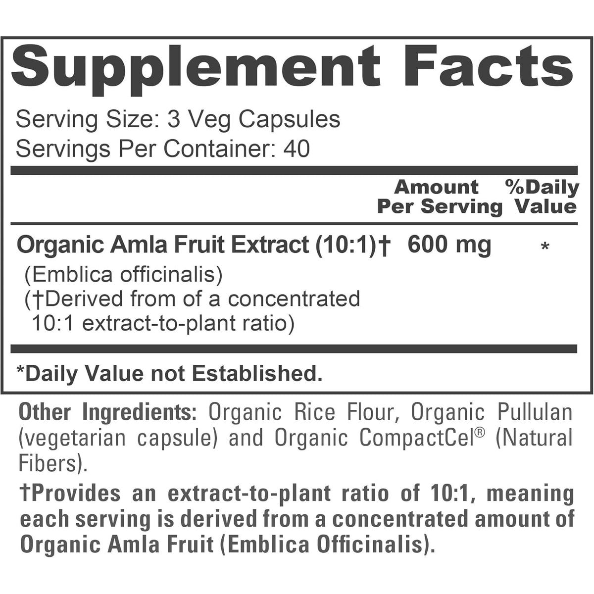 Nusapure Organic Amla Capsules 600 Mg , 120 Veg Capsules (USDA, Vegan, Non-Gmo)