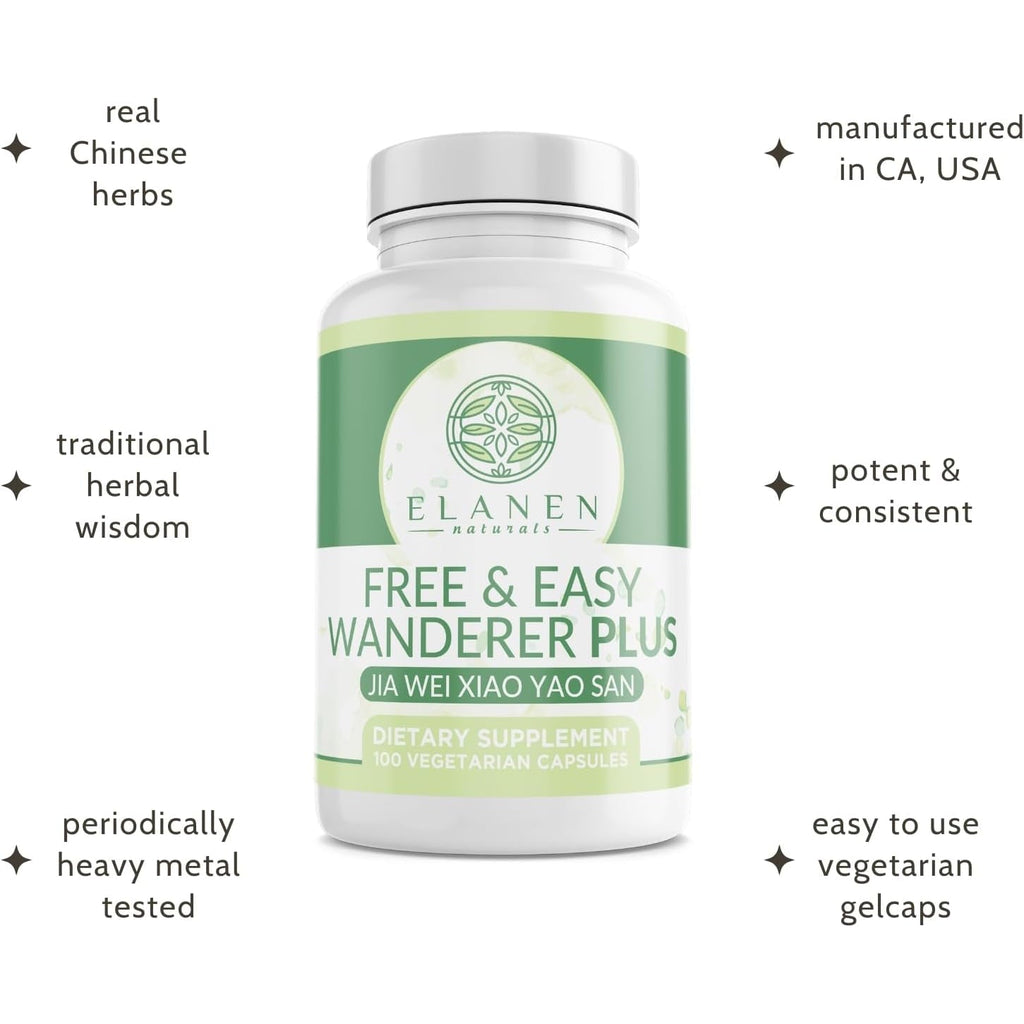 Elanen Naturals Jia Wei Xiao Yao San, Free and Easy Wanderer Plus, 100 Vegetable Capsules