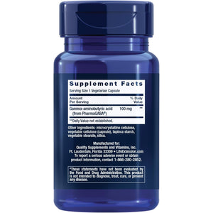 Life Extension GABA, Stress Support, GABA Supplement, Mood Support, Sleep, Relaxation, Gluten-Free, Non-Gmo, Vegetarian, 60 Capsules