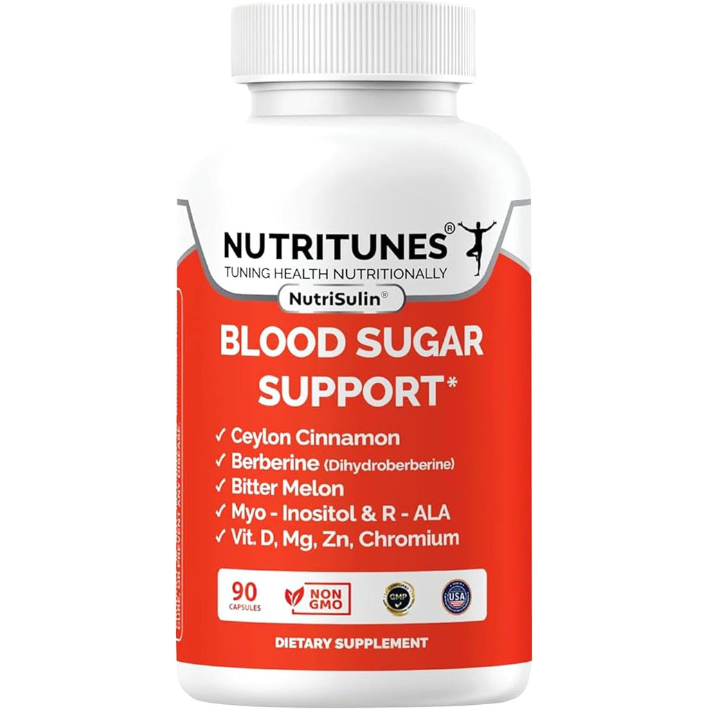 Ceylon Cinnamon & Berberine (Dihydroberberine) Supplement for Blood Sugar Support with Added Blood Sugar Complex Myo-Inositol Bitter Melon R-ALA VIT. D Chromium Magnesium & Zn– 90 Nutrisulin Capsules