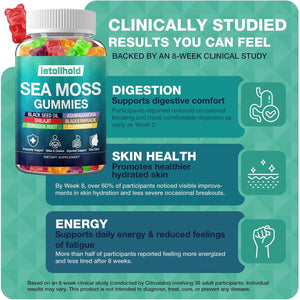 Sea Moss Gummies - Irish Sea Moss Gummies Advanced for Adults with Ashwagandha Bladderwrack & Burdock Root for Supports Immune，Energy - 60 Vegan Gummy,2Pcs