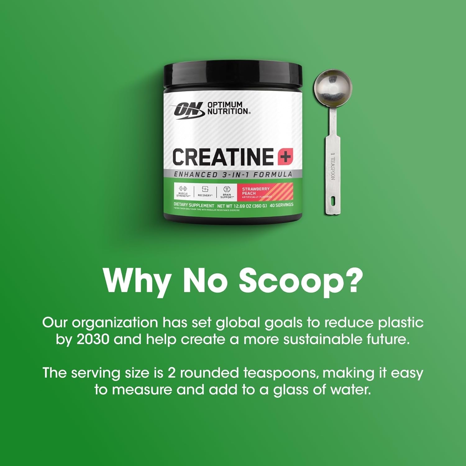 Optimum Nutrition Creatine Monohydrate plus Powder, Strawberry Peach Flavored Creatine Performance Blend, with Electrolytes for Hydration, Added Vitamins, 40 Servings, 360 Grams (Packaging May Vary)