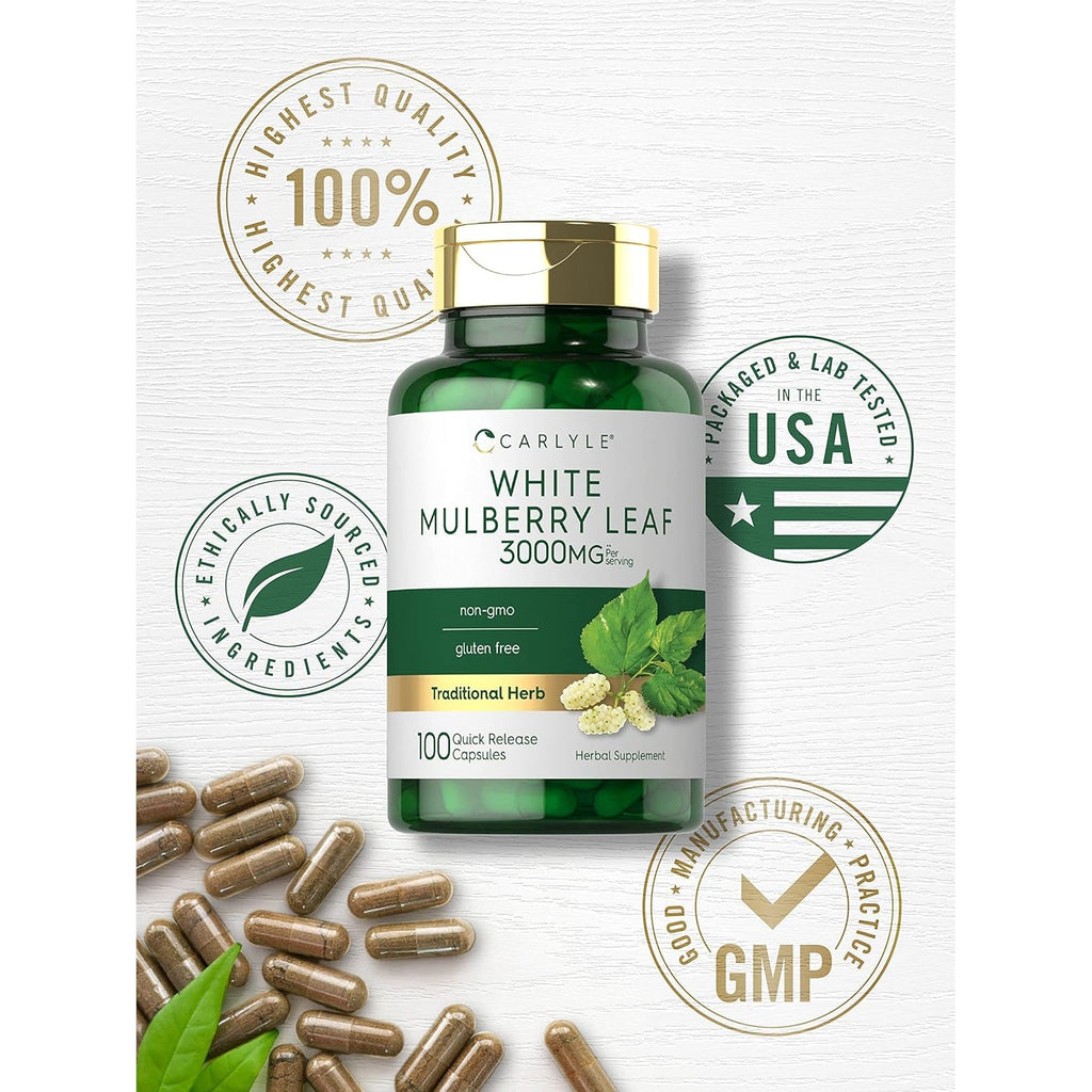 Carlyle Mulberry Leaf Extract | 100 Capsules | Non-Gmo and Gluten Free Herbal Supplement