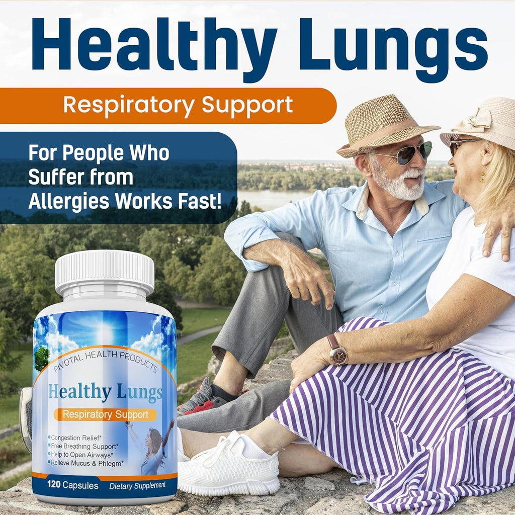 Healthy Lungs 120 Capsules - Improve Lung Function, Breathe Better, Stop Mucus, Phlegm and Allergies Quickly. Get Relief Fast with Healthy Lungs an All Natural Lung Health Supplement